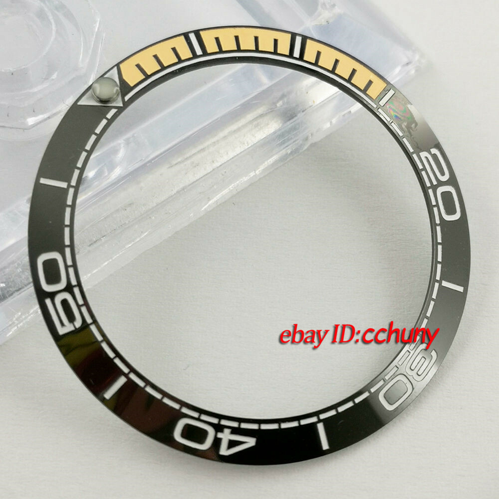 Polished 38mm black ceramic bezel insert for 40mm mens watch