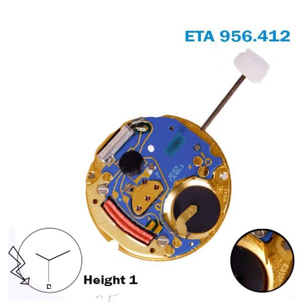 ETA 956.412 SWISS🇨🇭 Watch Movement-Black Date Disk At 6 -2 Hands- Height:1.