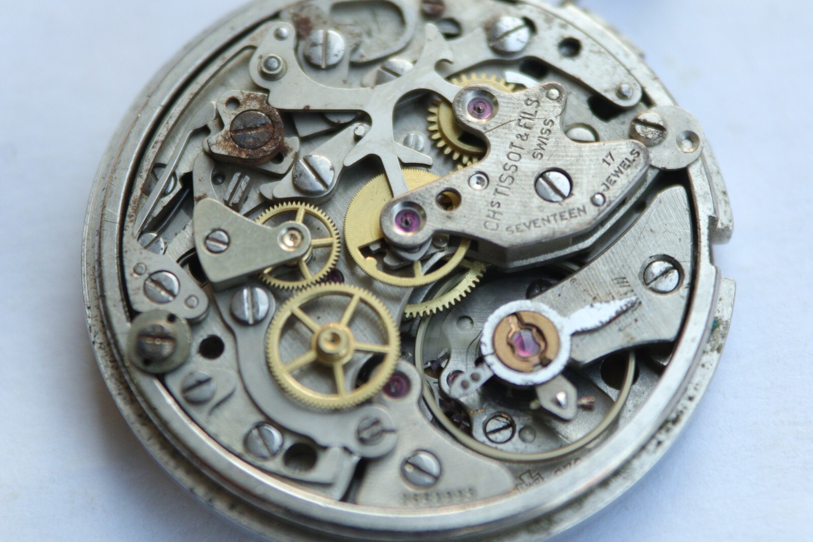 VINTAGE TISSOT SIDERAL CHRONOGRAPH WATCH DIAL MOVEMENT WORKING CAL 872 LEMANIA