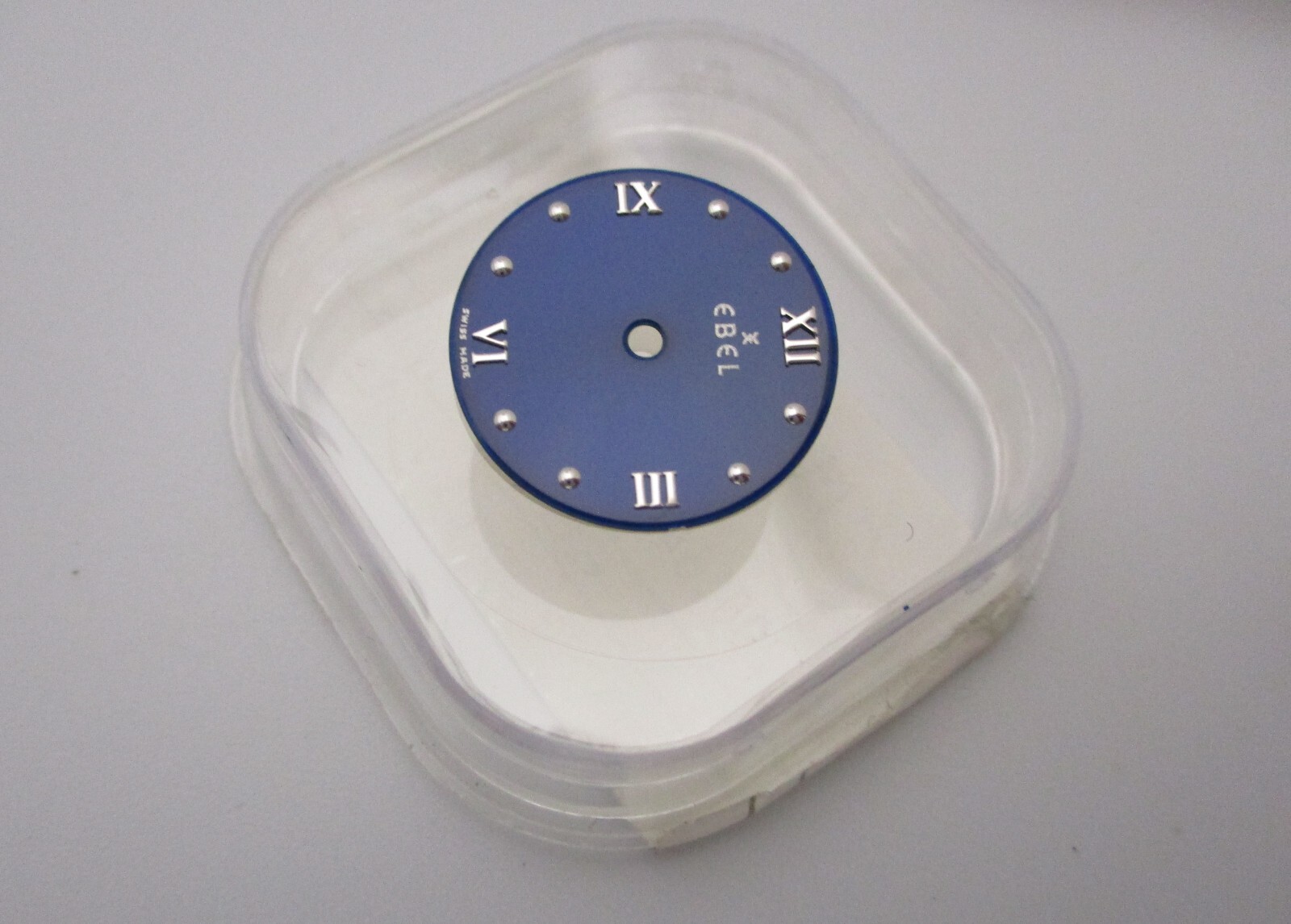 EBEL (Beluga?) Deep Blue 17.8mm Round Watch Dial w/feet @ approx 32 & 58 minutes