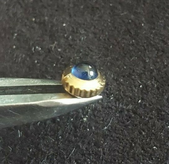 Longines Gold Plated Crown With Blue Cabochon Stone, Part Number KHOR