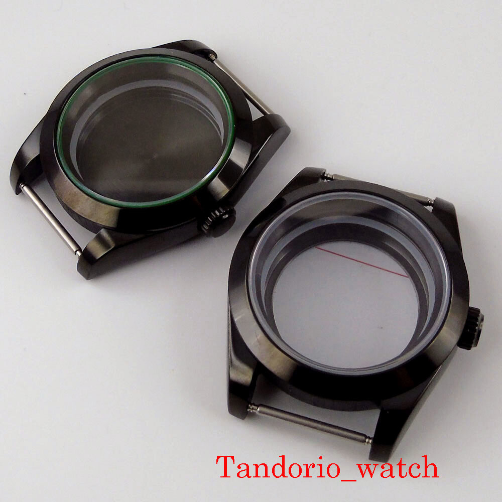 36mm Black PVD Plated Polished Watch Case Sapphire Glass For NH35 NH36 MIYOTA