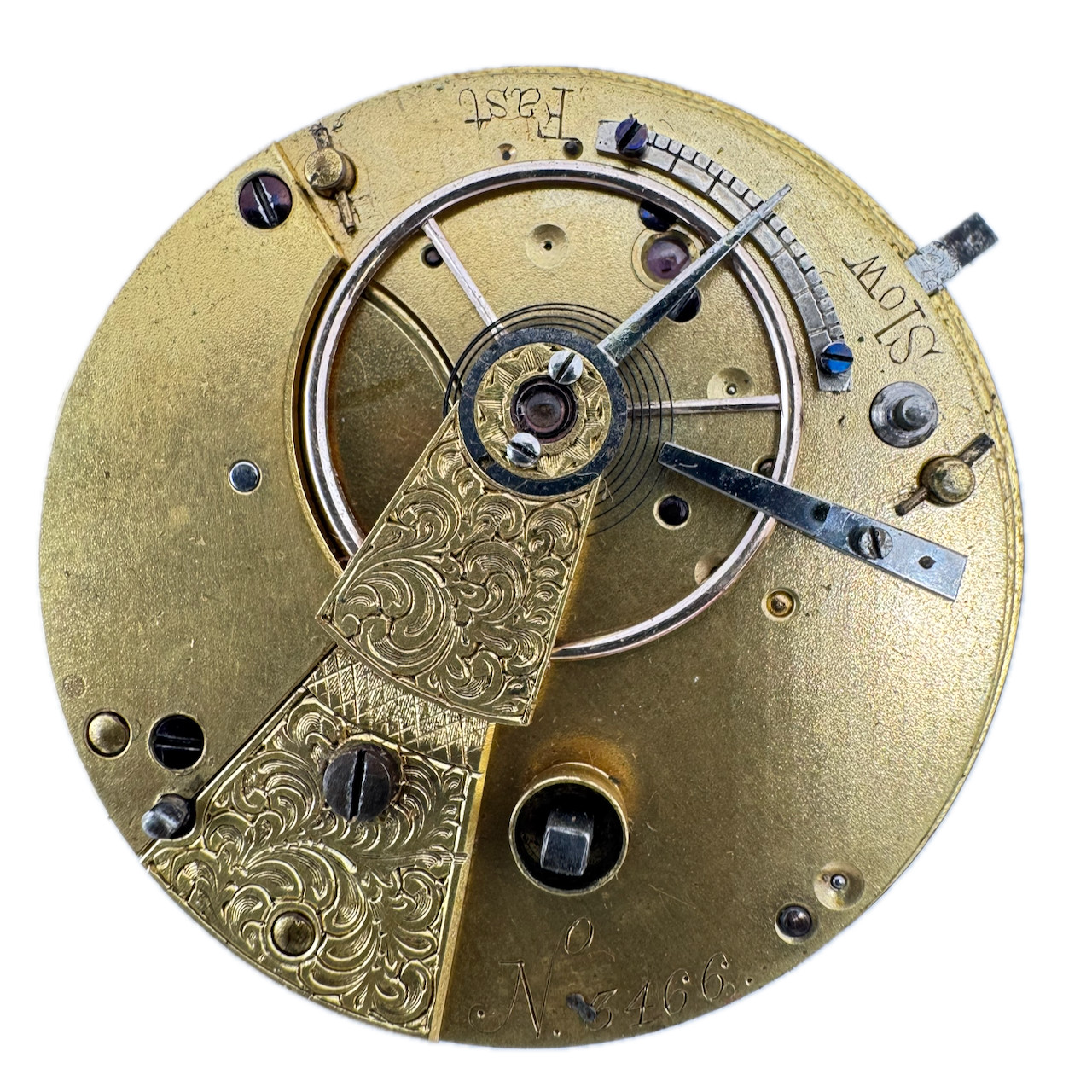Vintage 39.5mm Unbranded Roman Key Wind Fusee Pocket Watch Movement Swiss fParts