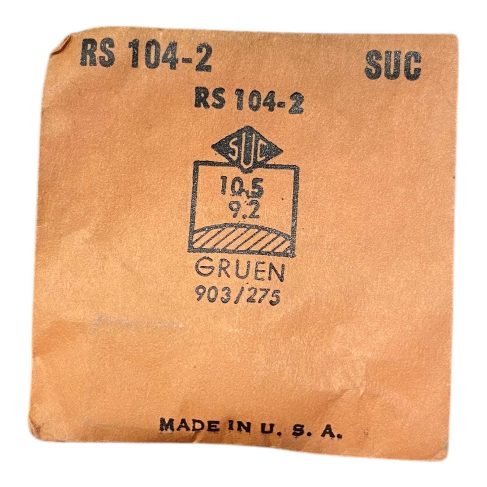 SUC RS104-2 RS 104-2 Watch Crystal 10.5×9.2 mm NOS Part Rocket Cylinder Gruen