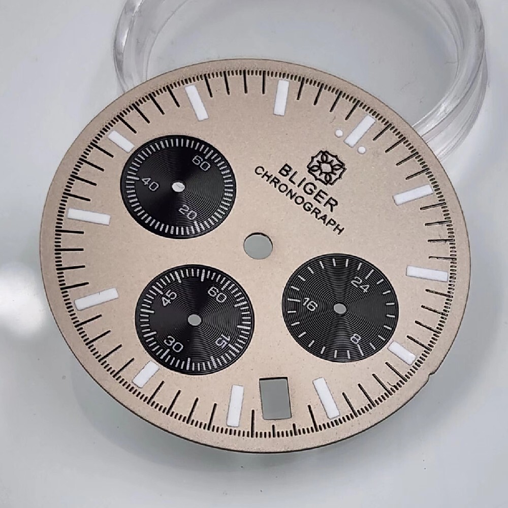31.5 Mm Luminous Three-Eye Multifunction Dial For Vk63 Quartz Movement