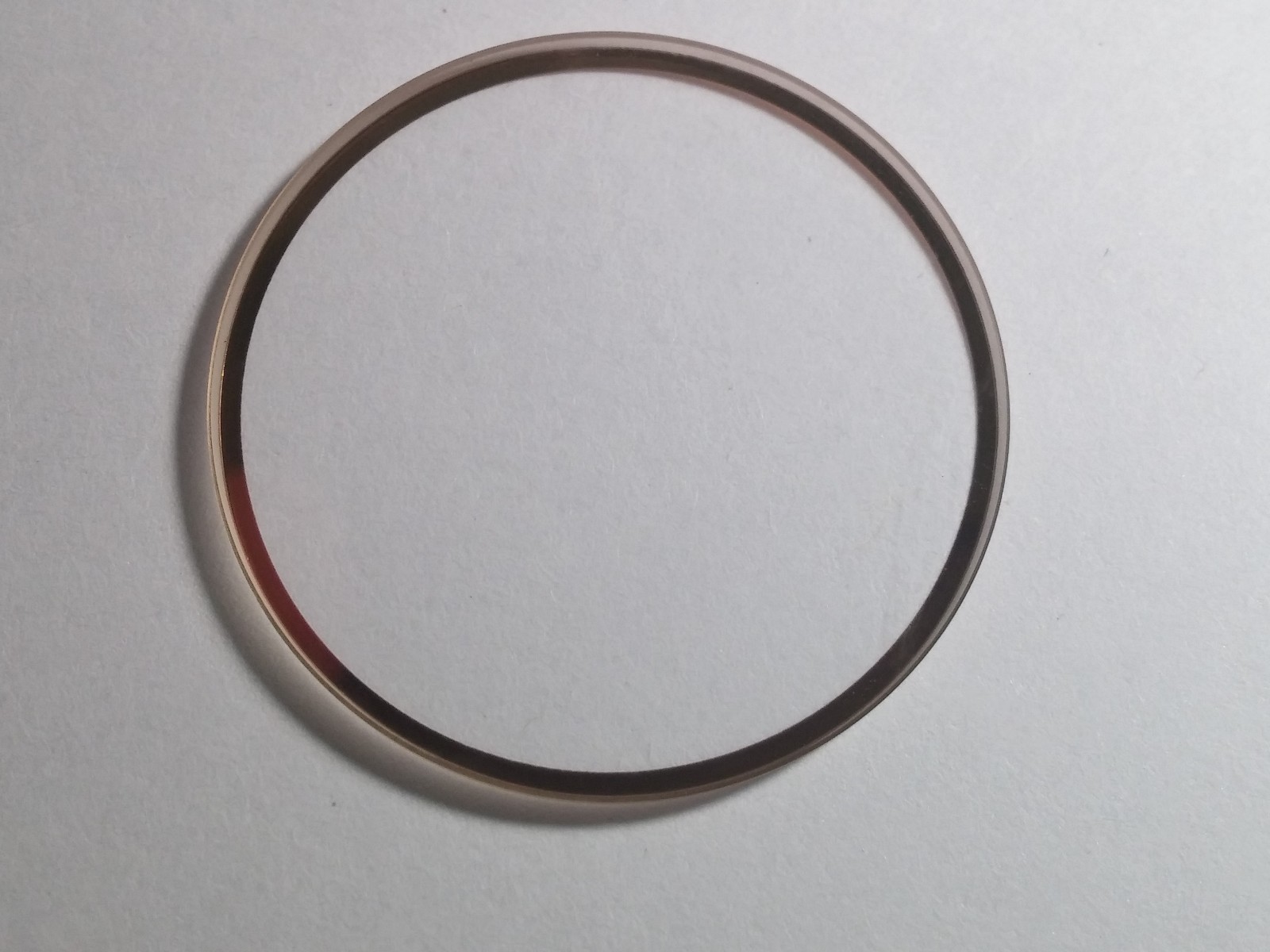 Unbranded watch crystal, 28.25mm, mineral w/yellow ring inside, NEW