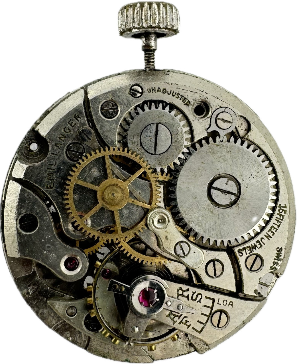Vintage 26mm Emil Langer Mechanical Men’s Wristwatch Movement Peseux 190 Swiss