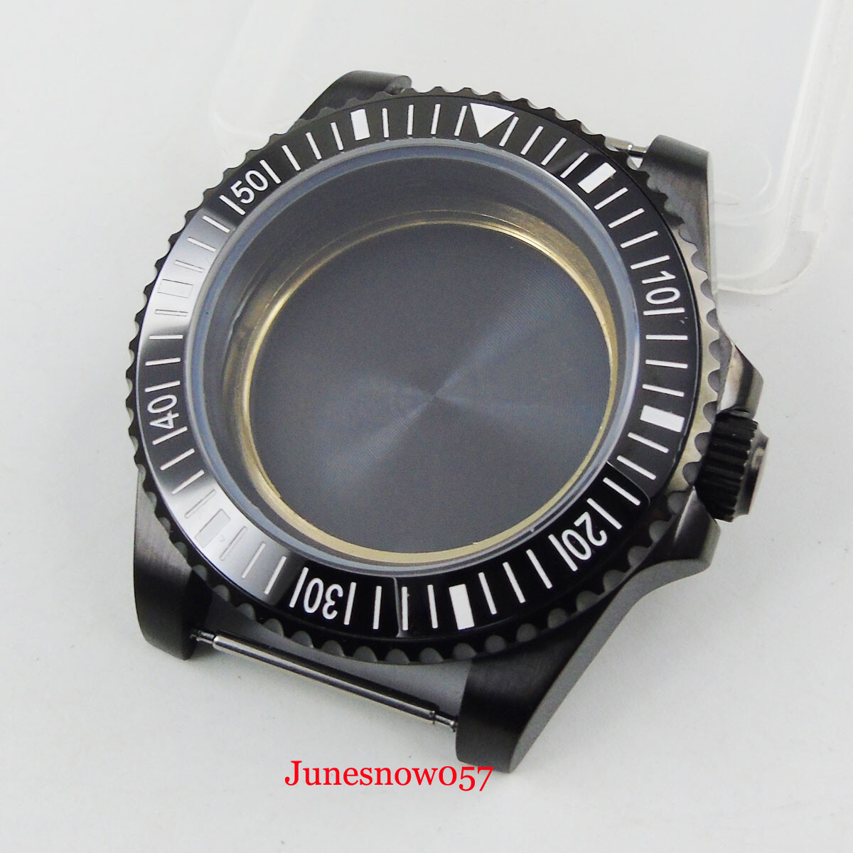 Fit NH35A/NH36A 40mm Black PVD Plated Watch Case Flat Sapphire Ceramic Insert