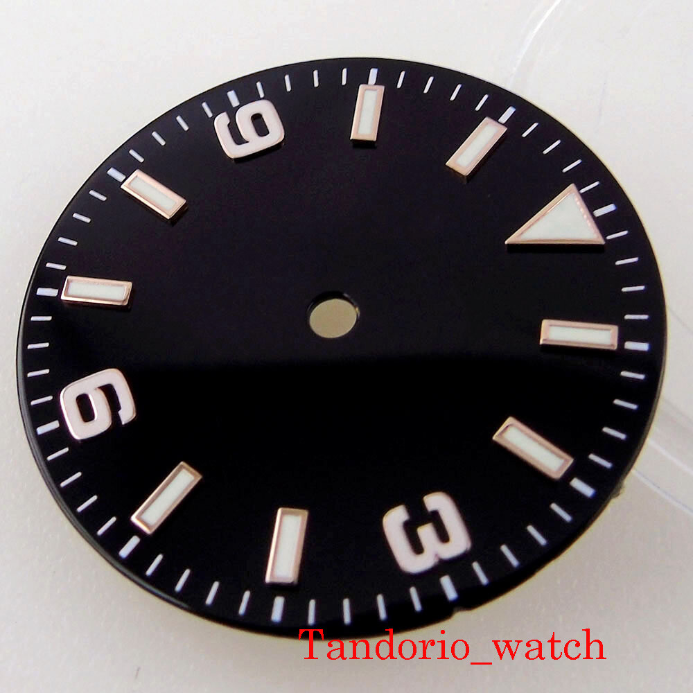 29mm Bliger Luminous Black Dial Hands For NH35 NH36 MIYOTA 8215 821A ETA 2824