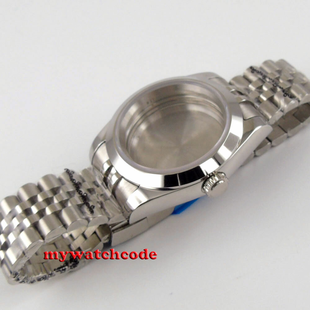Polished 36MM Sapphire Glass Watch Case Fit Japan NH35 NH36 8215 2824 Movement