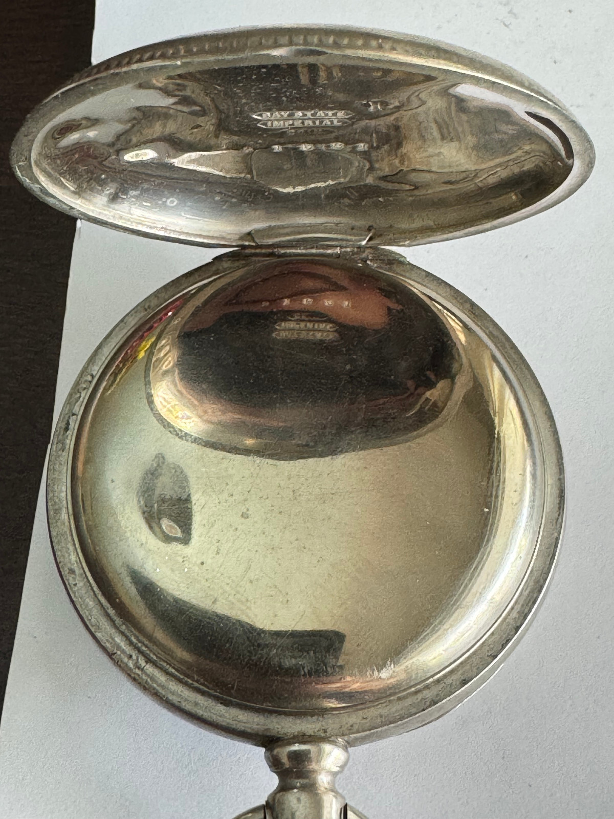 VINTAGE 18 SIZE BAY STATE IMPERIAL COIN SILVER POCKET WATCH CASE PENDANT & LEVER