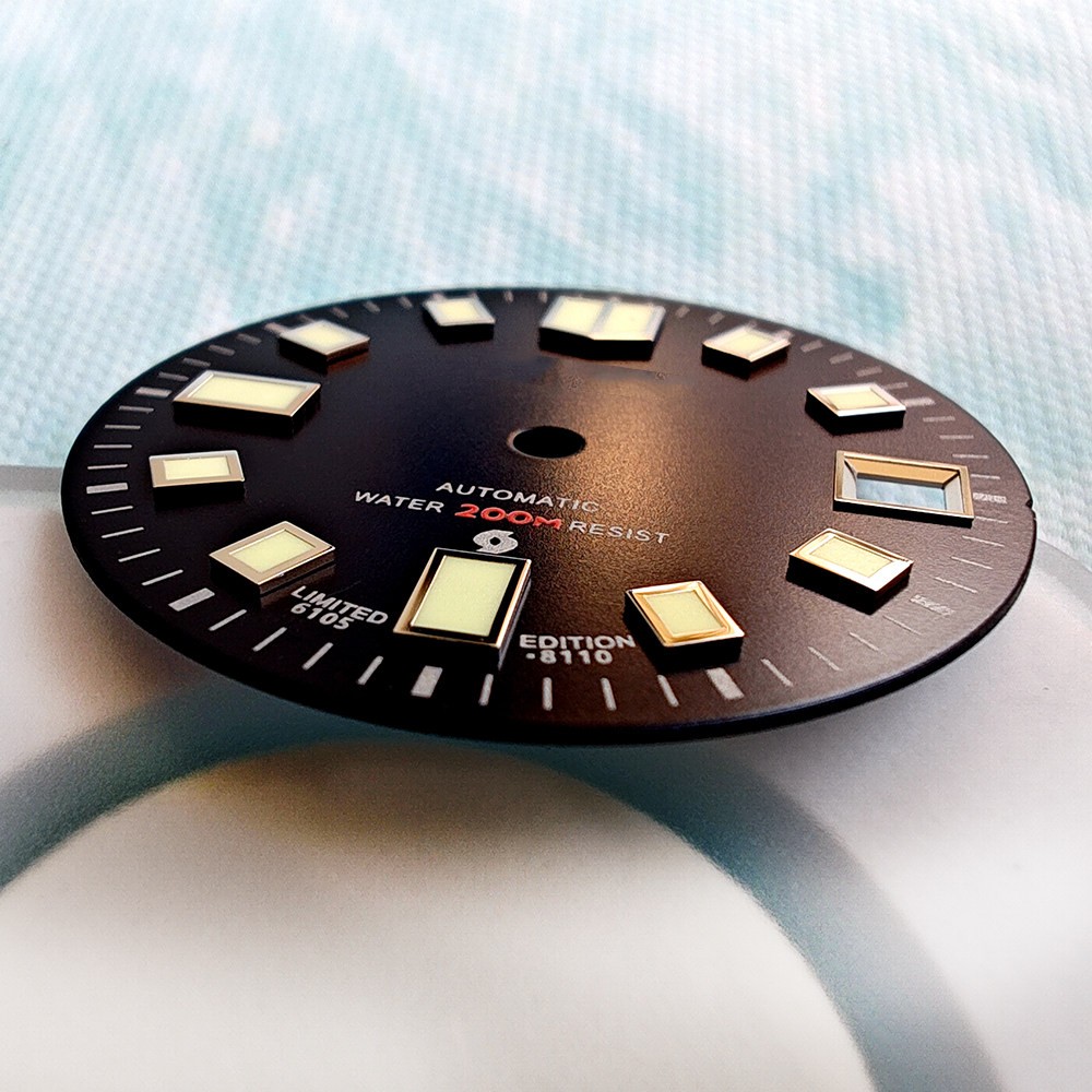 28.5mm dial with C3 luminescent coating, for NH35 dive watch modification