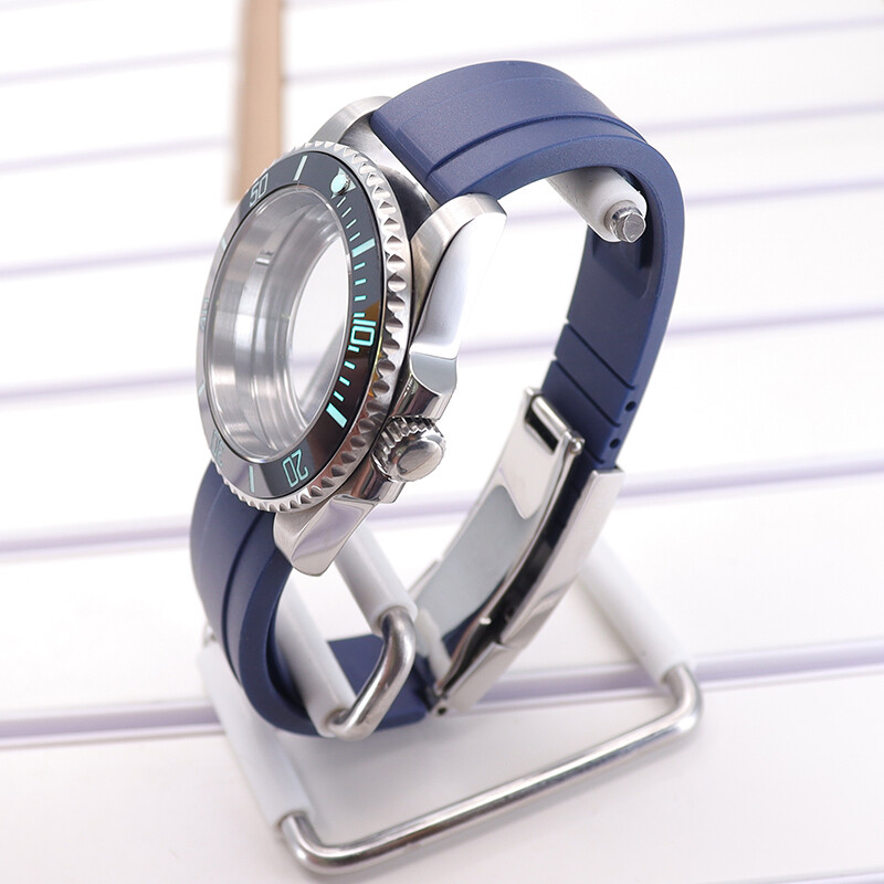 Diver 40mm Watch Case Rubber Strap C3 Luminous Bezel For Seiko Nh35 NH34 ETA2824