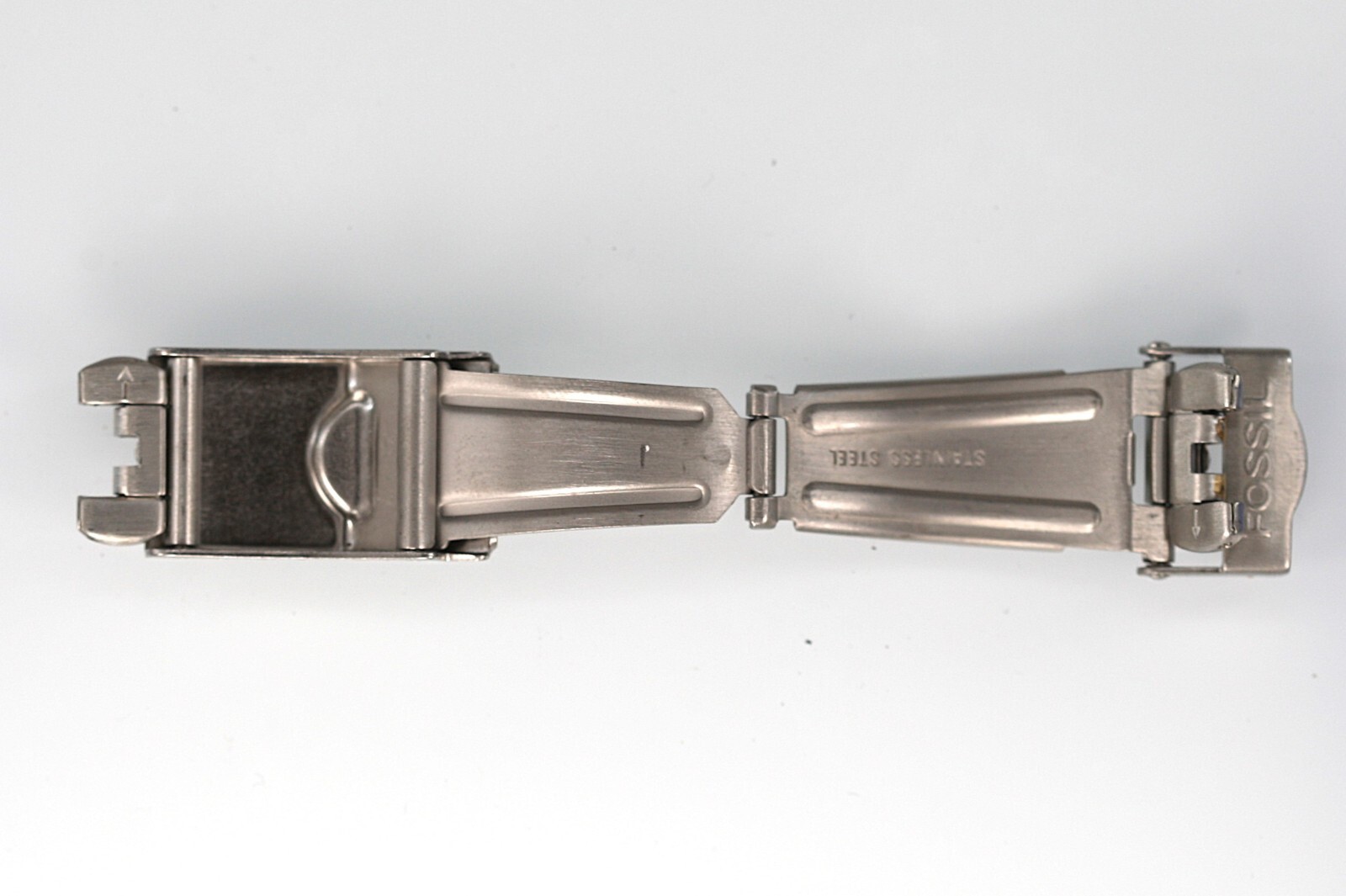 Fossil Unisex Watch Buckle Clasp Silver Stainless Steel Double Fold Over Lock
