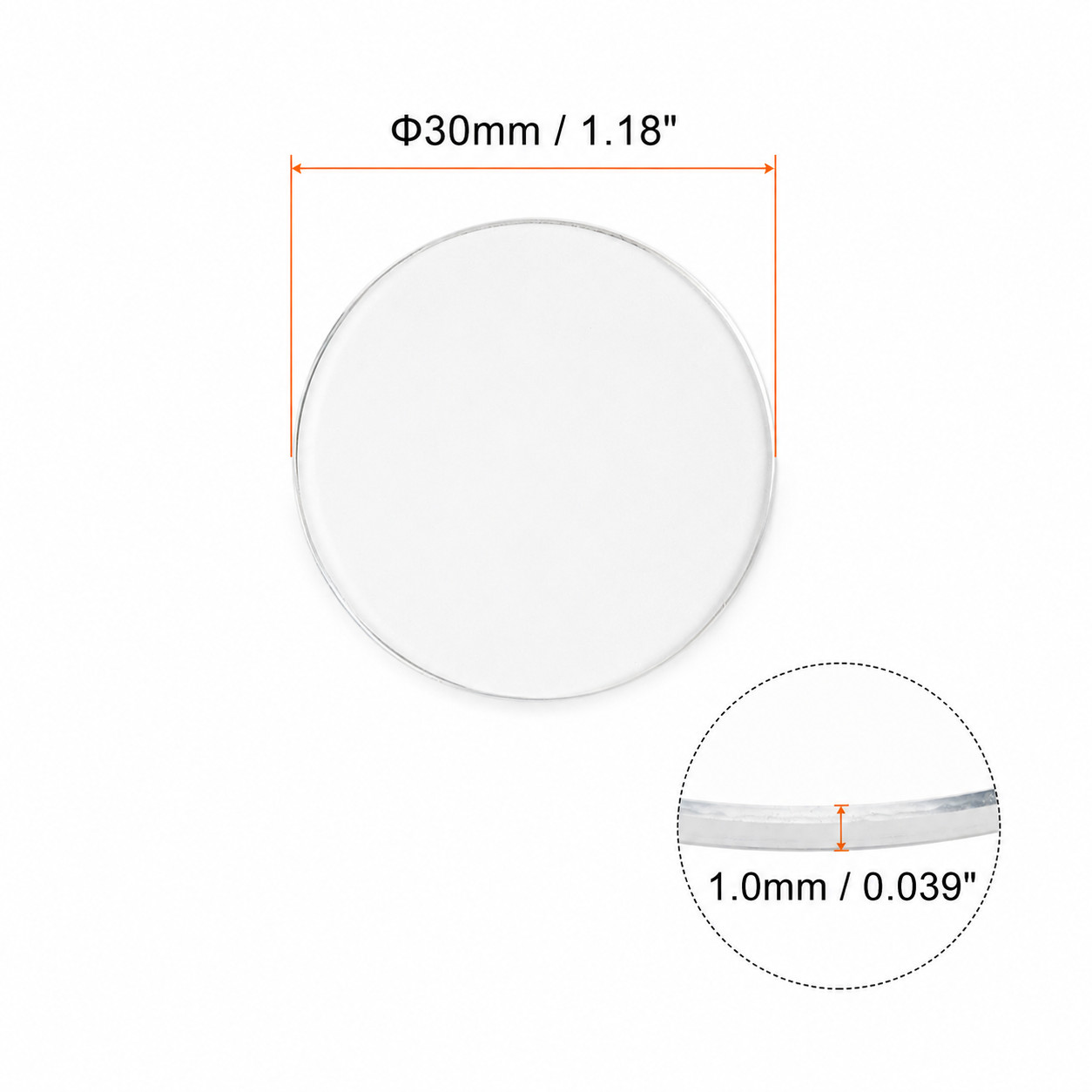 2pcs Watch Crystal Glass Lens 30mm x 1.0mm Beveled Edge Flat Glass Crystals Lens