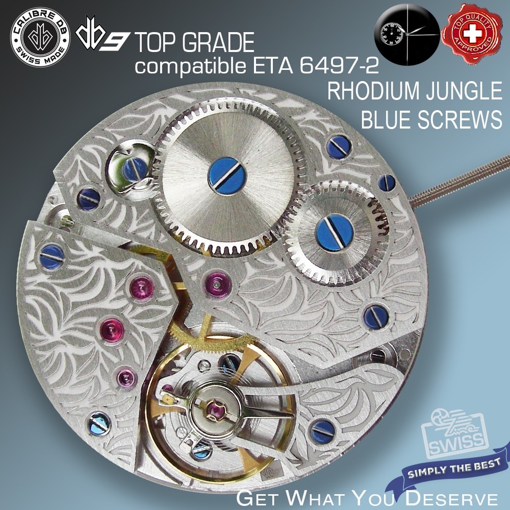 MOVEMENT CAL DB9 JUNGLE-BLUE SCREWS, TOP GR.- SWISS MADE – compatible ETA 6497