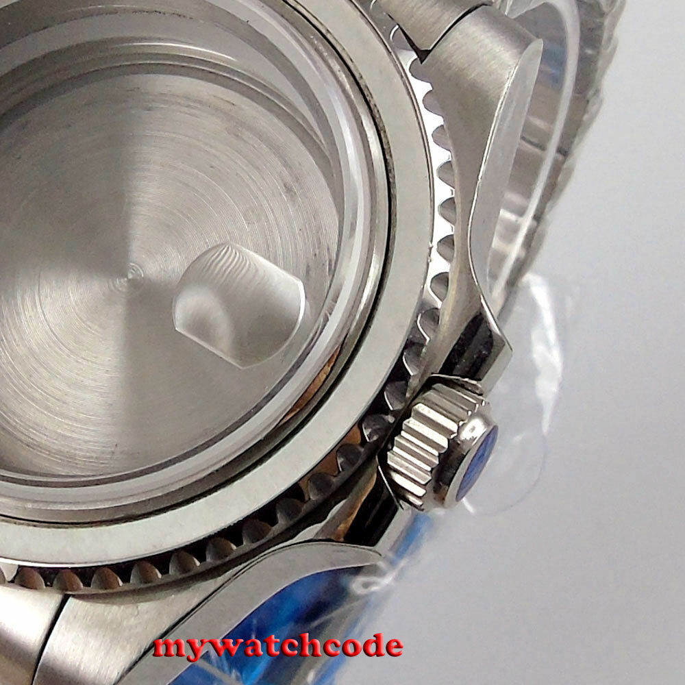 40mm Sapphire Glass Steel Watch Case fit NH35 NH36 miyota Movement jubilee strap