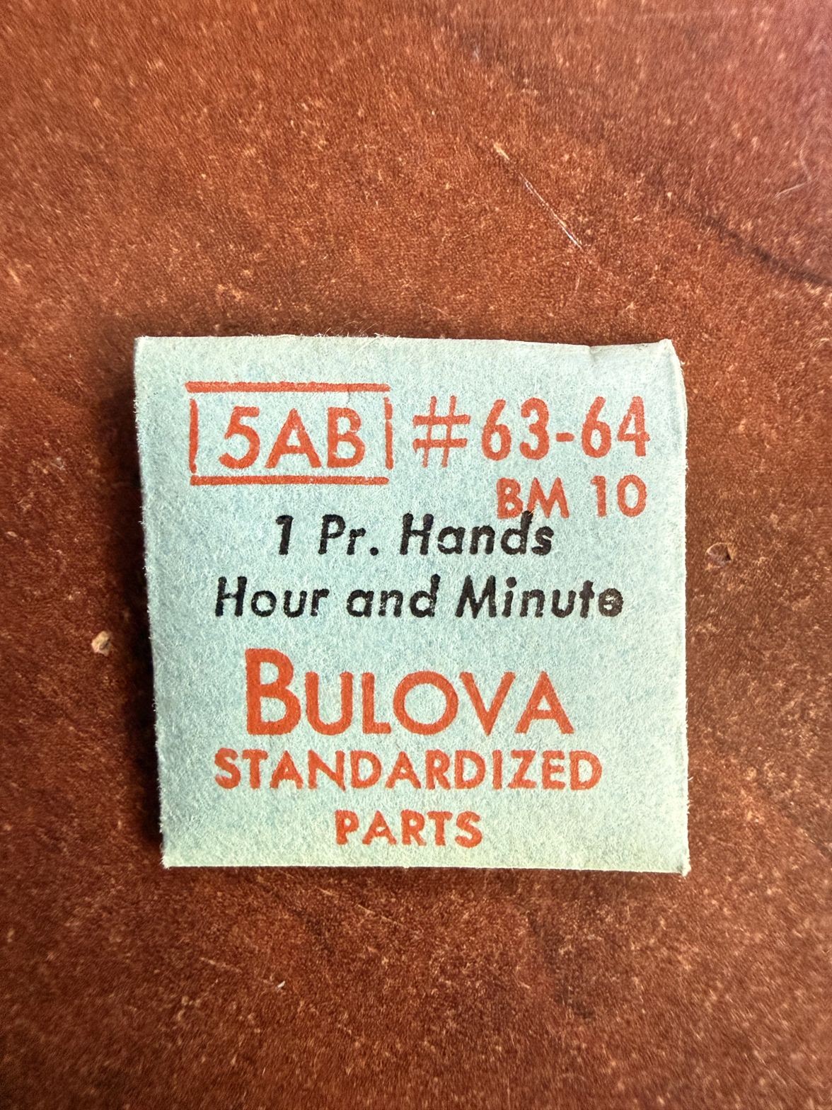 Bulova 5AB #63-64 Hands Pair Hour & Minute BM10 NOS Watch Hands