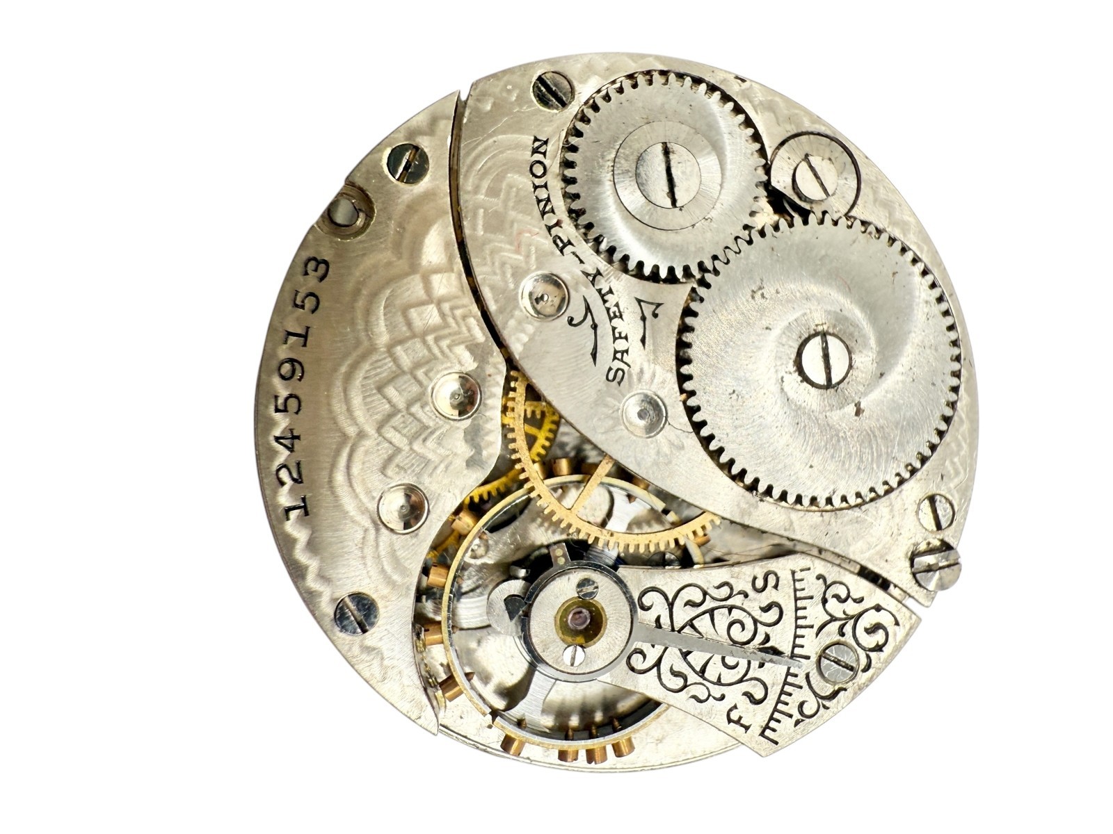 Antique 0s Private Label Milwaukee Wisconsin Elgin Pocket Watch Movement