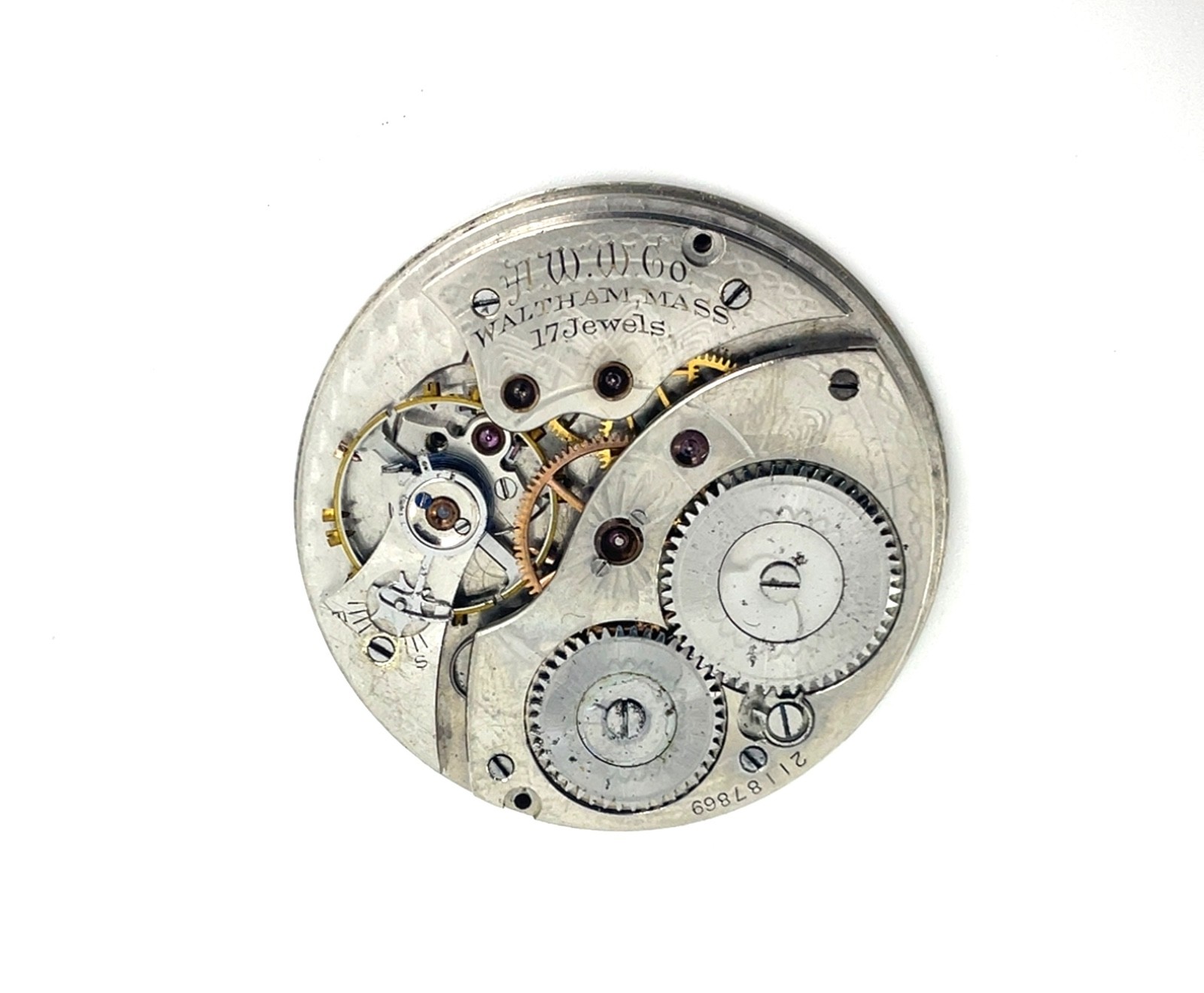 Antique 1917 Waltham Pocket Watch Movement Grade 225 Mod. 1894 12s 17j *REPAIR*
