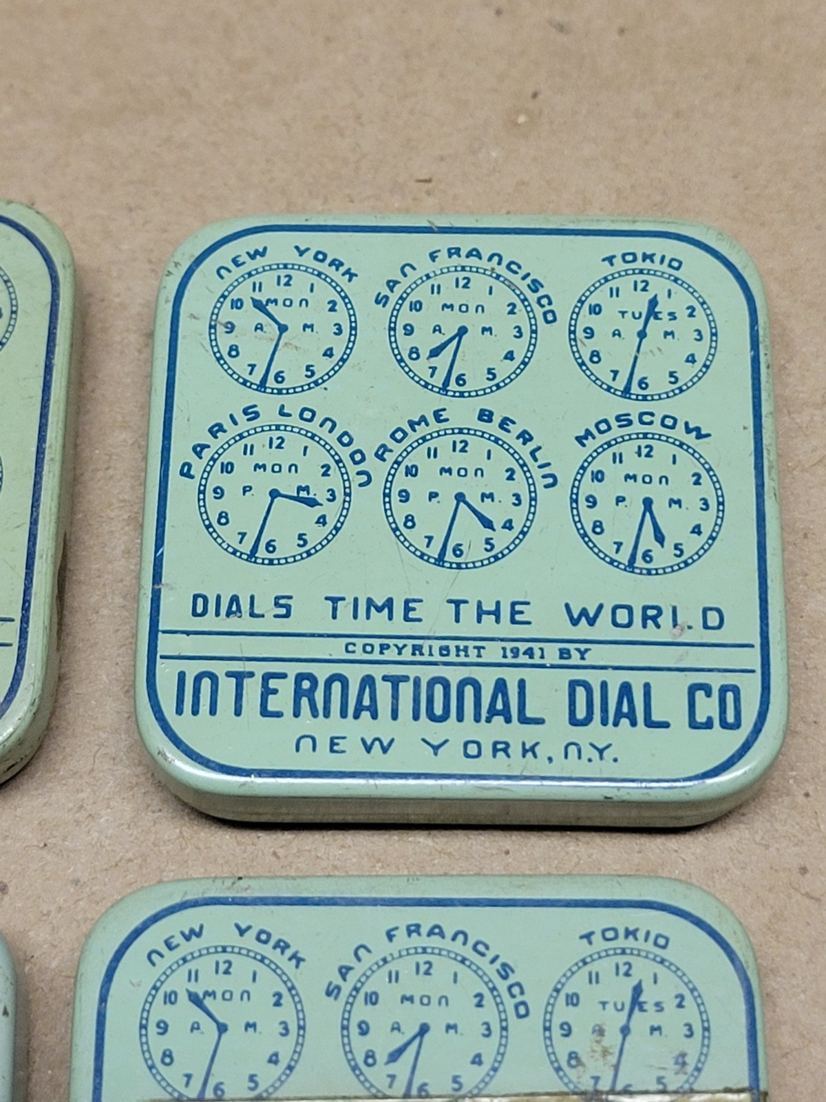 4 International Dial Co Watchmaker Small Parts Storage Tins Metal Tin + 2 Extra