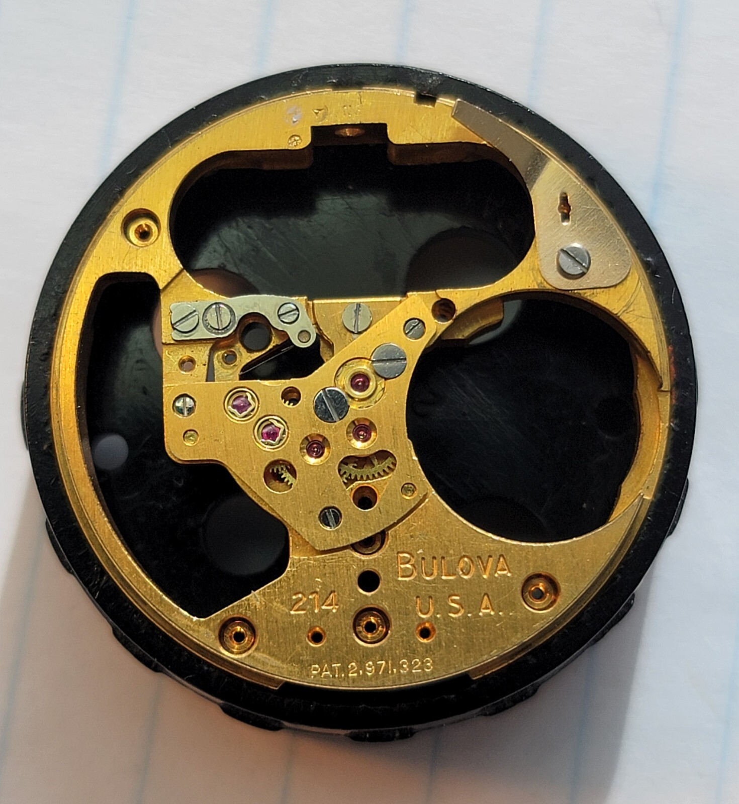 Vintage Bulova Accutron 214 Part 709 Movement Pillar Plate USA N3 1973