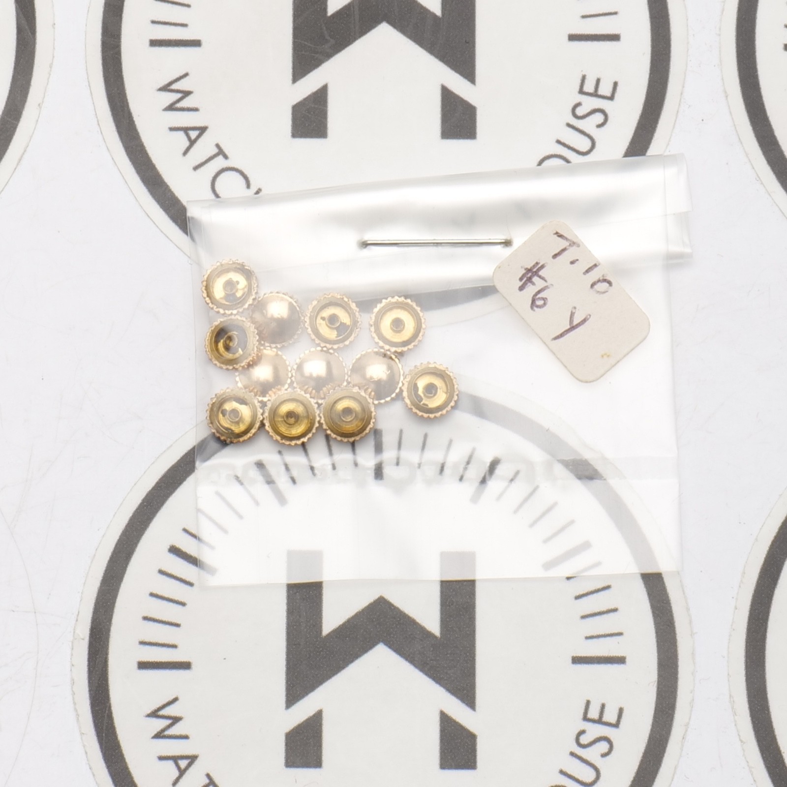 NOS Watch Crown Lot 12 Yellow Gold Tone 4.5mm Tap 10 Watchmakers Parts (G3D15)