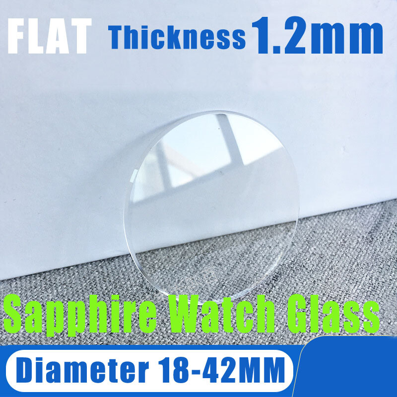 1.2mm Sapphire Crystal 18-42mm Flat Round Watch Glasses Lens Mineral Glass Parts