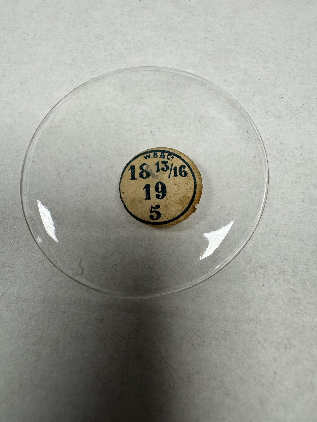 Vintage W.B.&C. Pocket Watch Mineral Crystal Domed 42.57mm 18 13/16 19 5 Clear