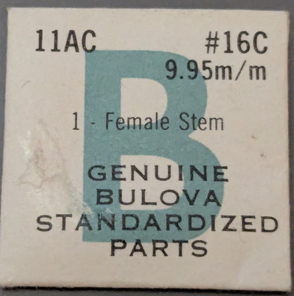 NOS NEW Genuine Bulova Cal. 11AC – # 16C 9.95 mm Female Stem – Watch Part