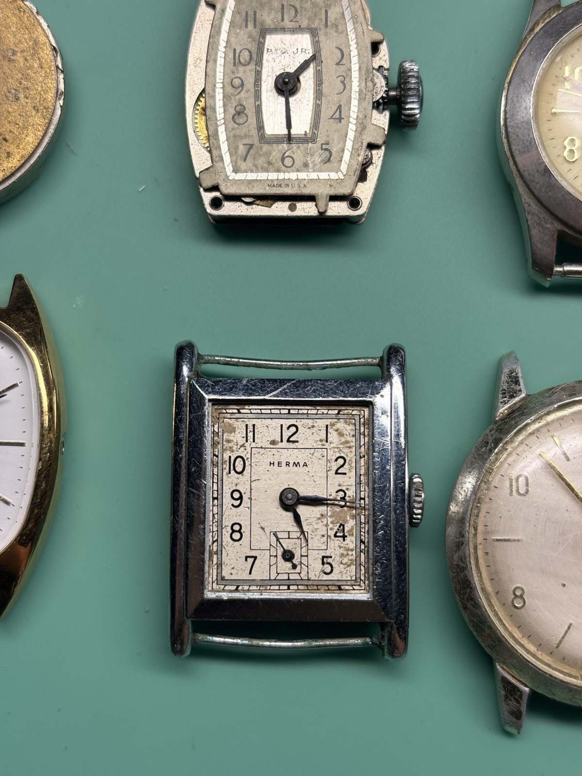 Vintage Watchmakers Project Repair Lot Timex Elgin Helbros Herma Movements 12 Pc