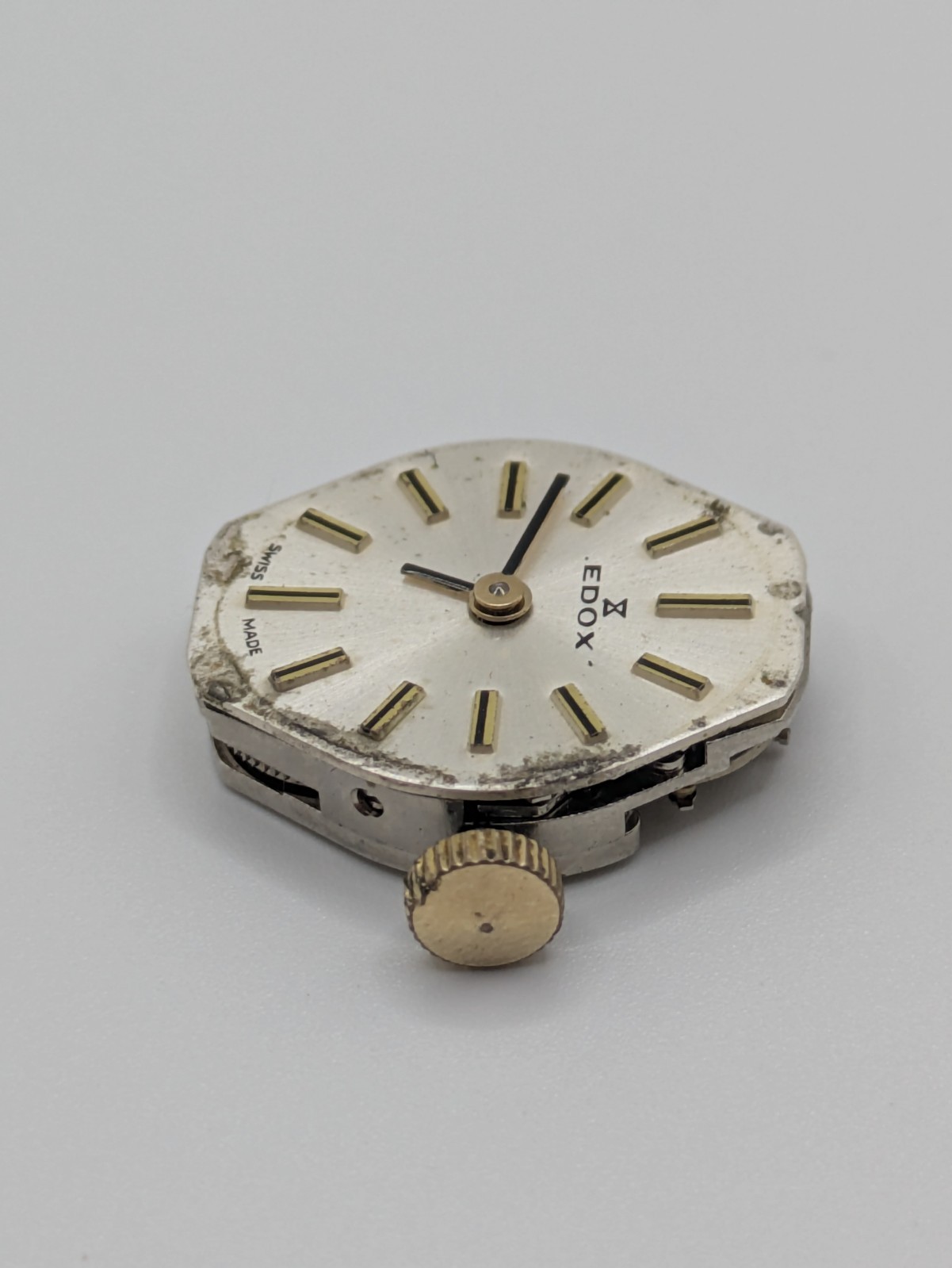 FHF ST 69-21 Edox Manual Wind Watch Movement Dial 17 Jewels Swiss 18.6mm