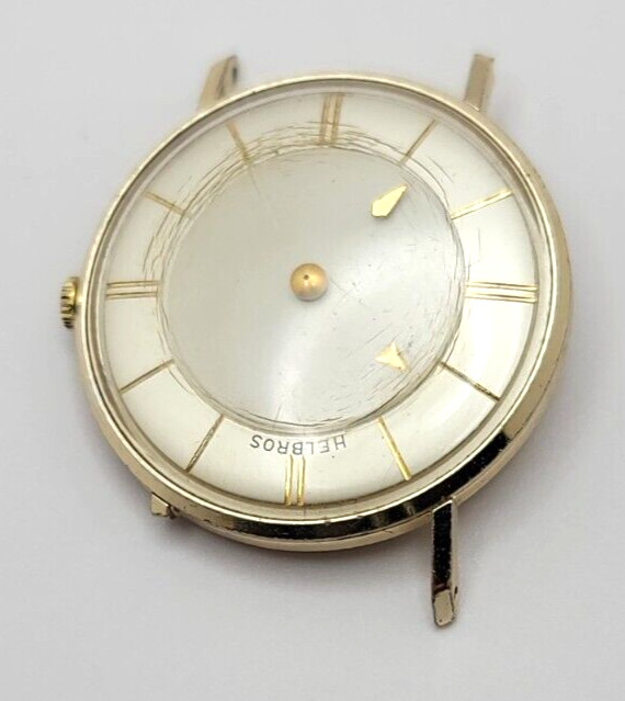Helbros Mistery Dial watch for parts Only AS IS 35mm case working movement
