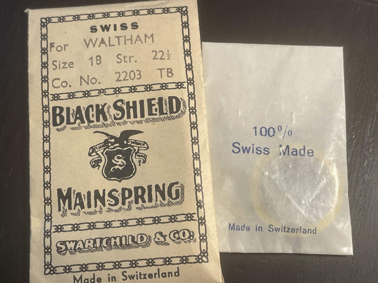 Swartchild Black Shield Mainspring for 18s Waltham No. 2203 – Alloy
