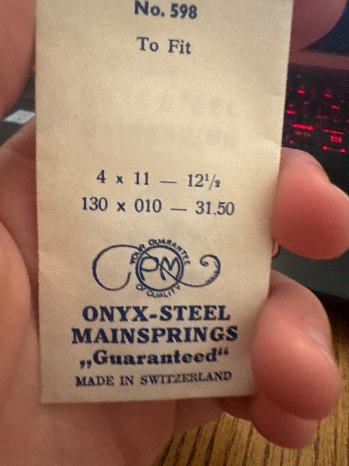 watch mainspring4 x 11 – 12 1/2 #115
