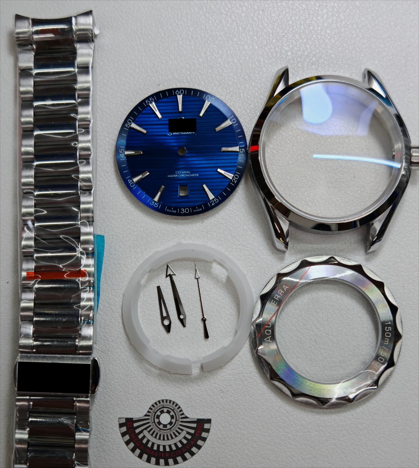 Watch Part Kit for Seamaster 8200 8215 2813 41mm Watch Case+Dial+Hands+Strap