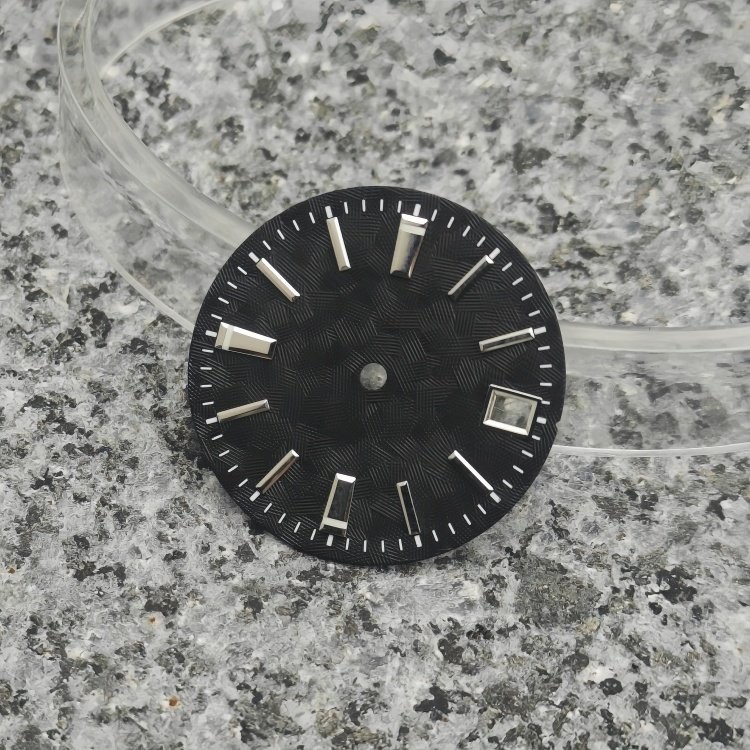 28.5mm Silver Textured Dial 3H Date BGW9 Lume Fit Auto Mod Part