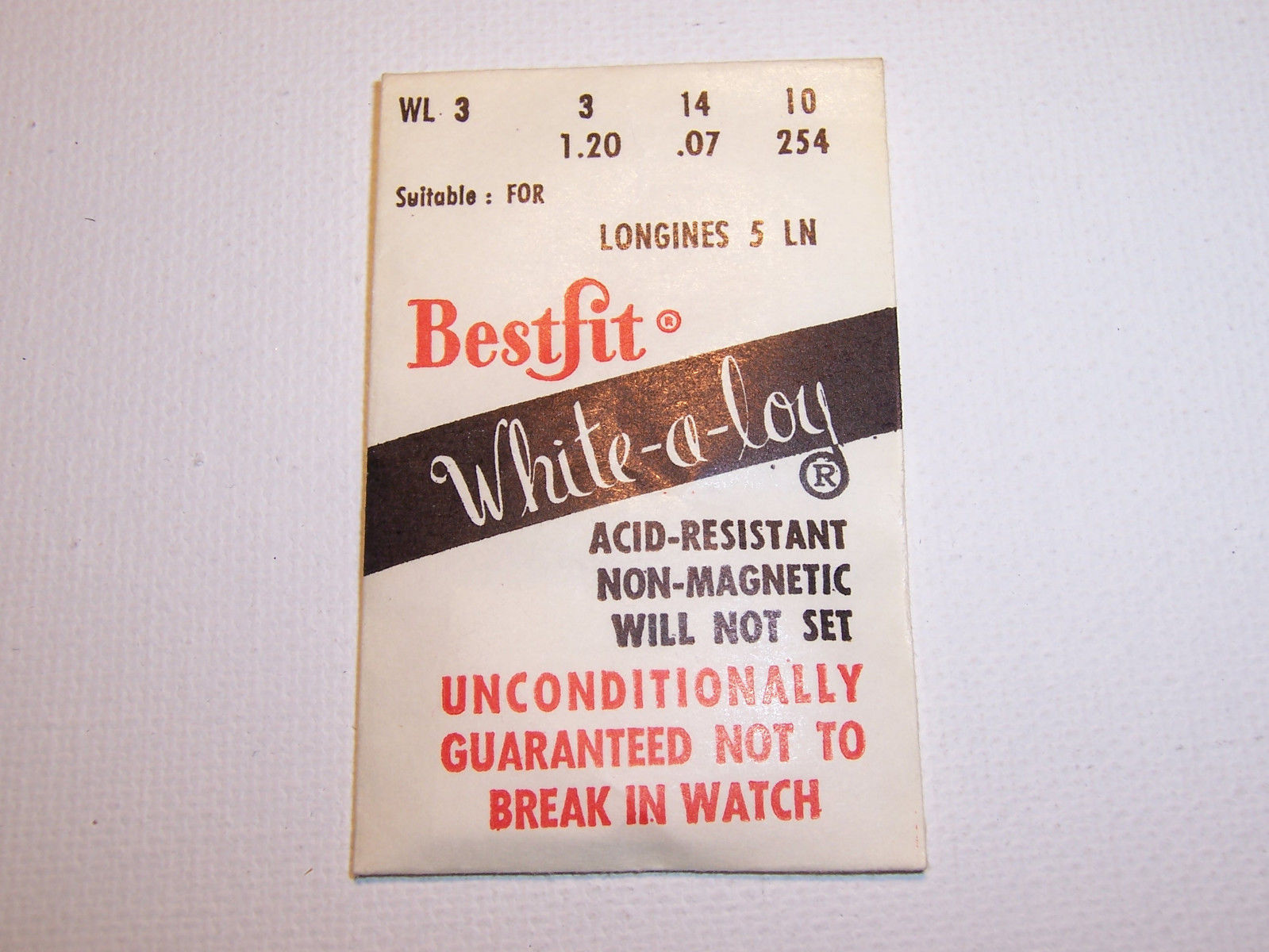 BESTFIT WL3 MAINSPRING NOS FOR LONGINES 5LN FREE SHIPPING