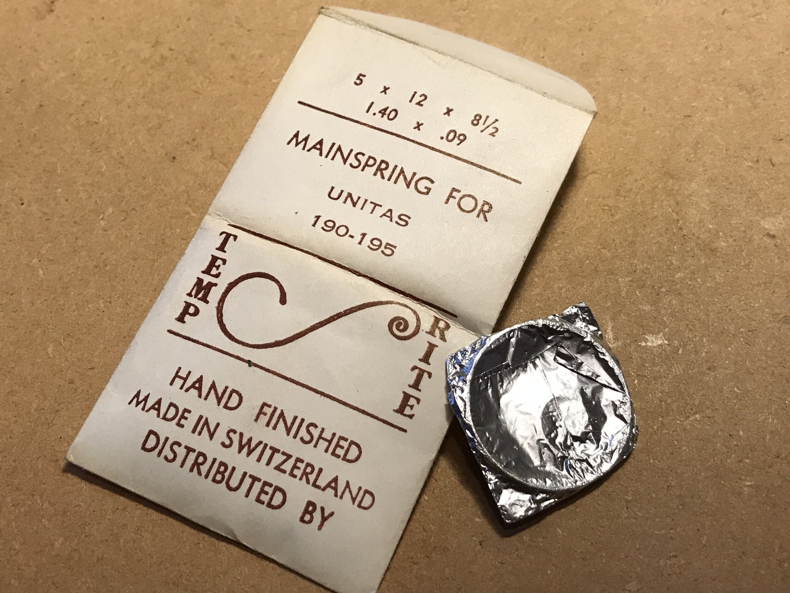 TEMP-RITE Mainspring for Unitas caliber 190 – 195 – Steel