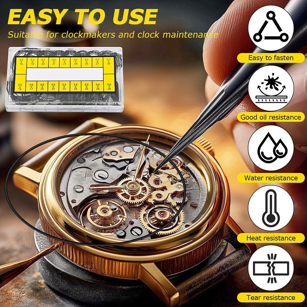 210 Pcs O Ring Watch Gasket Kit,18 Types Rubber Seal O Ring Watches Gasket Watch