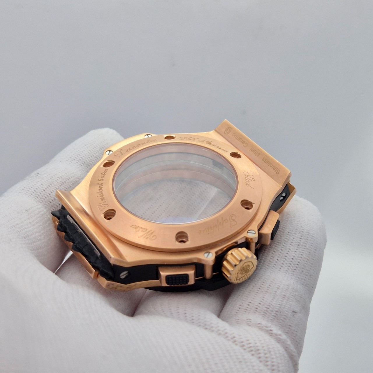 7750 Chronograph watch case 43mm rosegold pvd