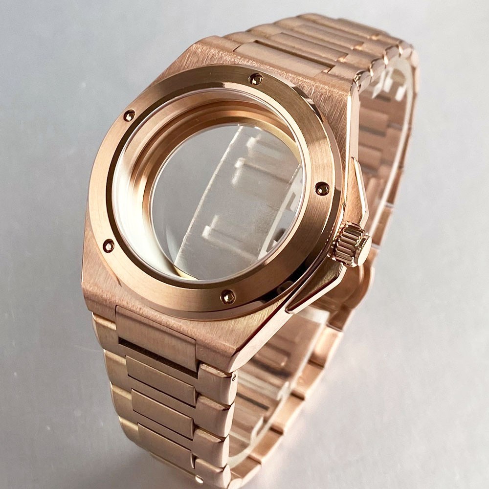 Rose golden 40mm Sapphire glass Watch Case Fit NH35 NH36 ETA 2824 PT5000 watch