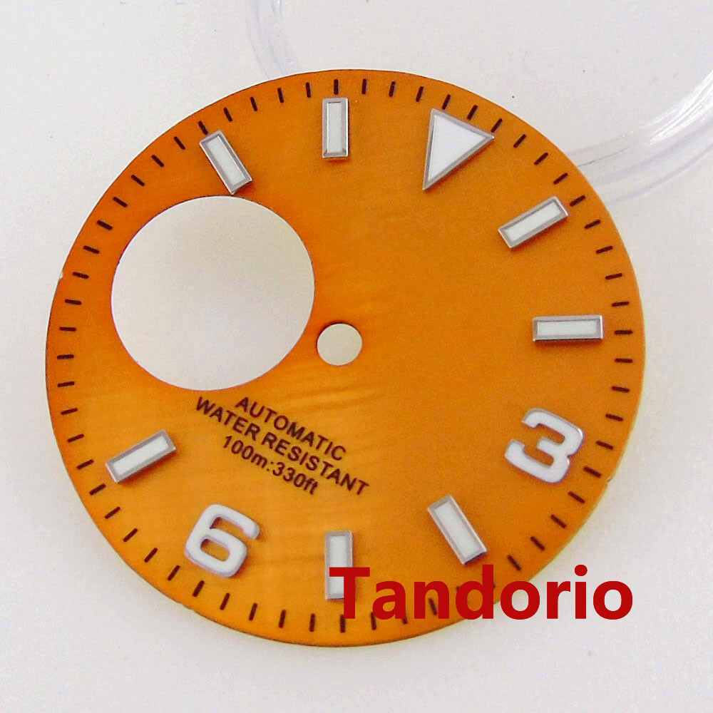 29mm Sterile Black Green Orange Blue White Watch Dial Fit NH38A Movement