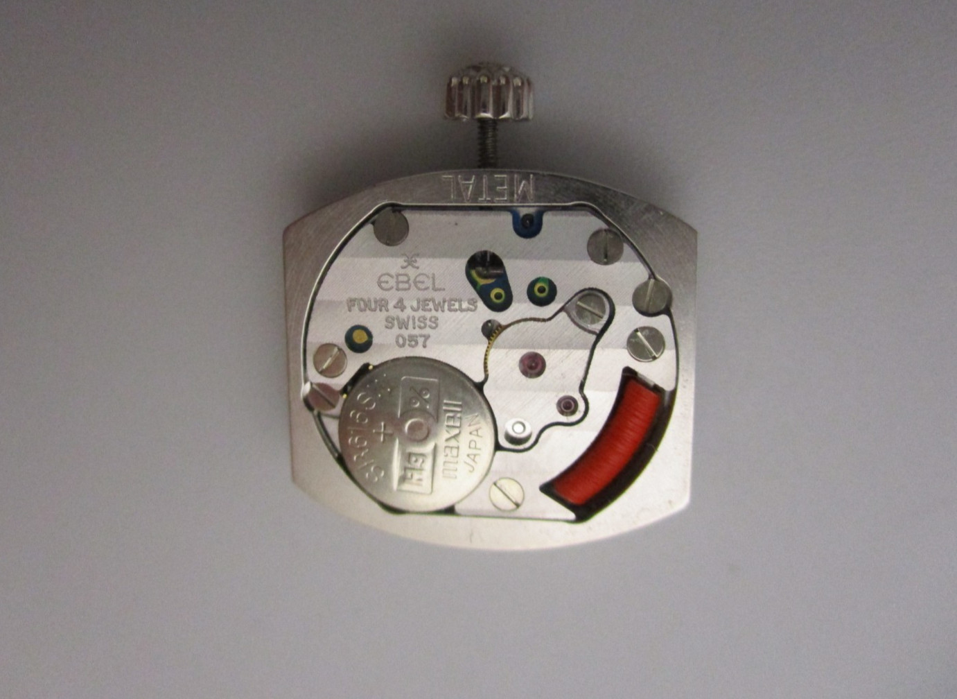 Works! EBEL (Cartier) 057 Quartz 4 Jewel Swiss Watch Movement Dial Hands & Crown