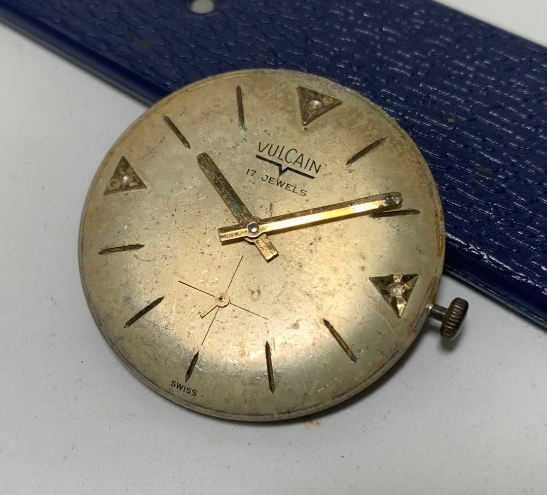 1960s Vulcain 17 Jewels Swiss Gents Font FHF 81 Movement, Dial & Hands- 4 Parts!