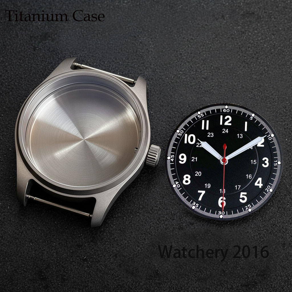 39mm Pilot Titanium Watch Case Fit NH35 Miyota 8215 ETA2824 Auto Movement Watch