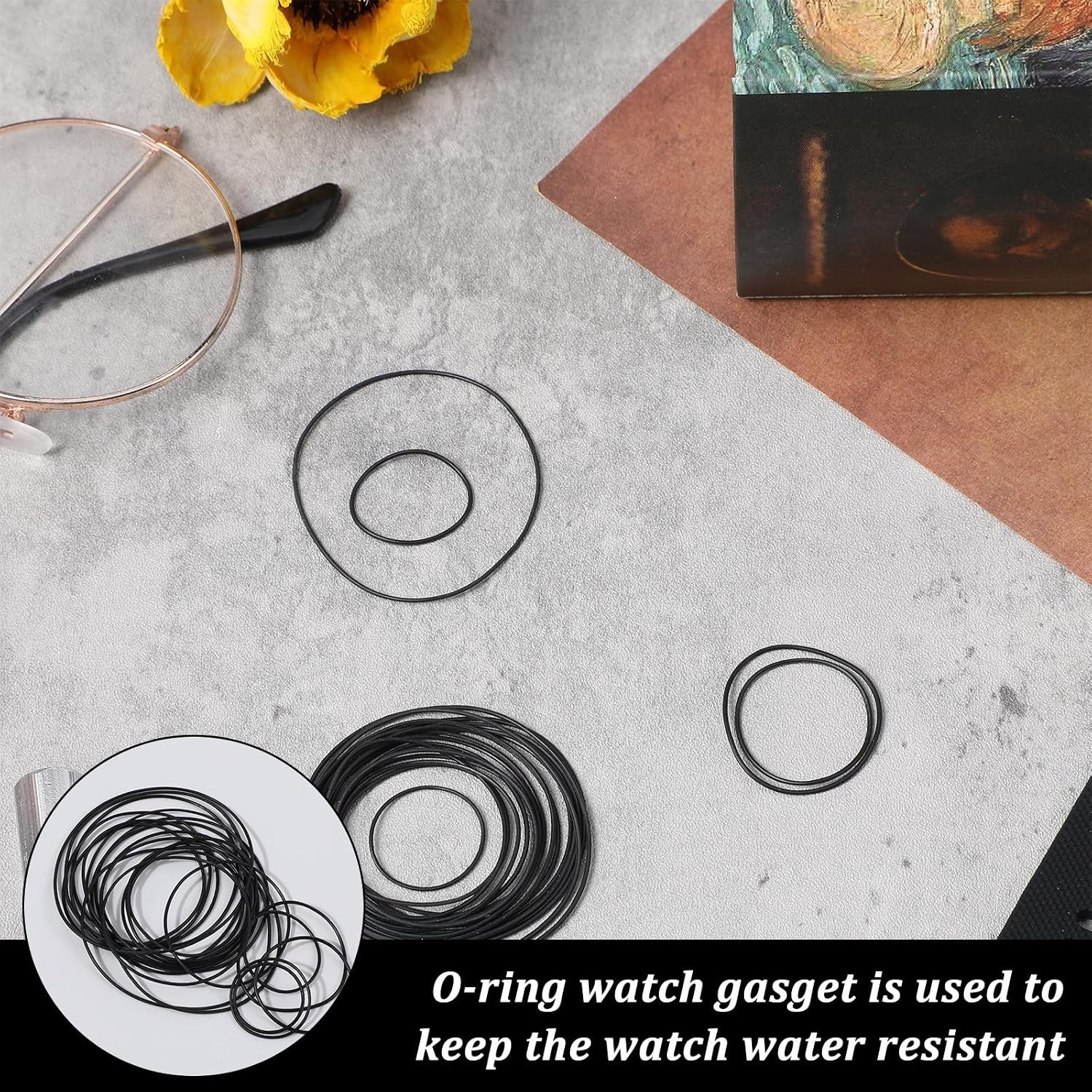 Xindojuz 28 Pcs O Ring Watch Gasket, Waterproof Rubber Sealing Ring Kit, Watc…