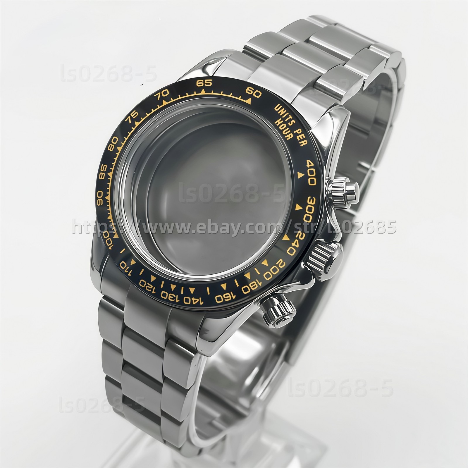 39mm Solid 316L Stainless Steel Watch Case + Glide Lock Bracelet for VK63