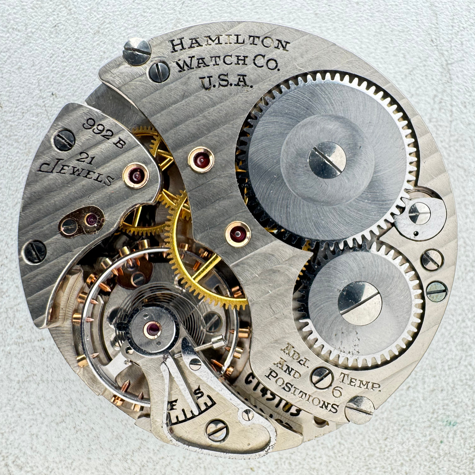 Vintage 16s Hamilton Railway Special Boxcar Railroad Pocket Watch Movement 992B
