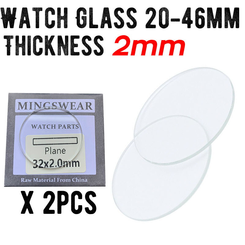 2.0mm Round Watch Glass 20-46mm Watch Crystal Lens Watchmaker Repair Tool Parts